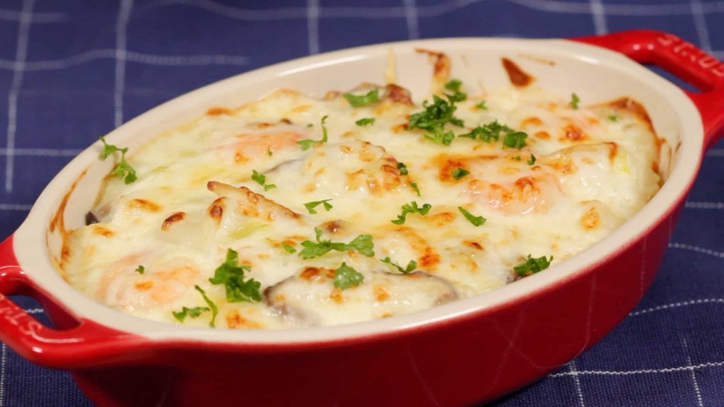 Gratin de fruits de mer au vin blanc